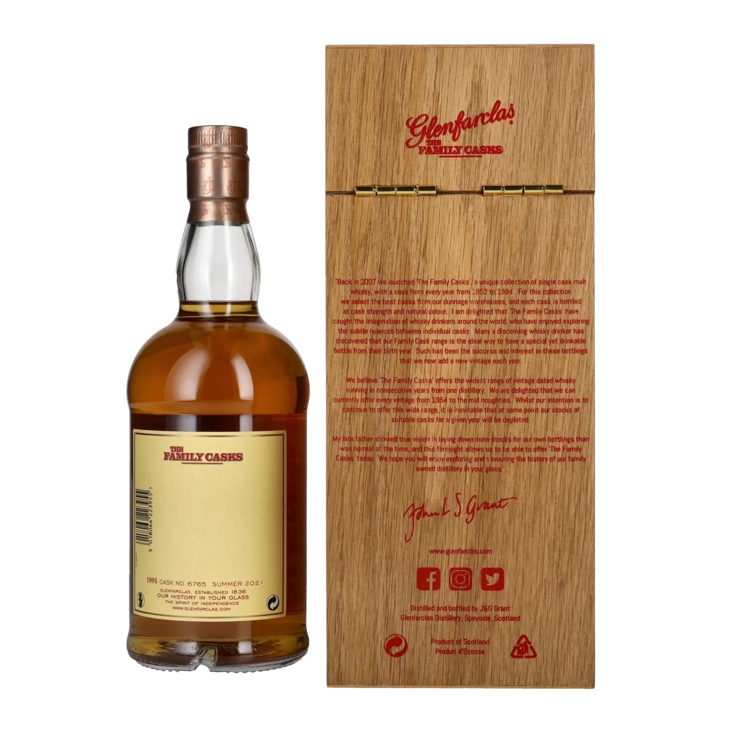 Glenfarclas THE FAMILY CASKS Single Cask SUMMER 2021 4th Fill Butt 1995 57,7% Vol. 0,7l in Holzkiste