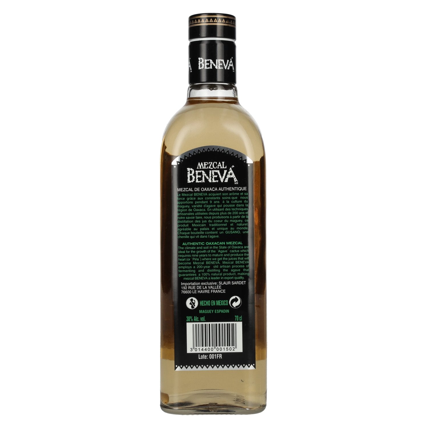 Beneva Mezcal with Agave Worm 100% Agave DOP 38% Vol. 0,7l