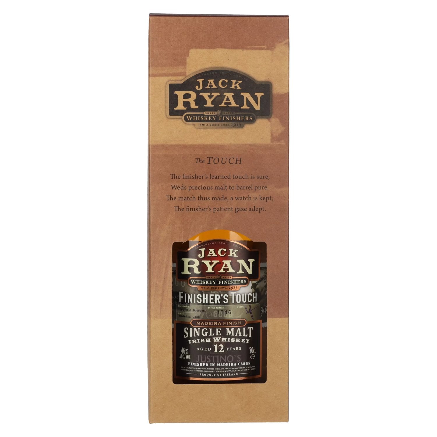 Jack Ryan 12 Years Old FINISHER'S TOUCH Single Malt Irish Whiskey Madeira Finish 46% Vol. 0.7l in Gift Box