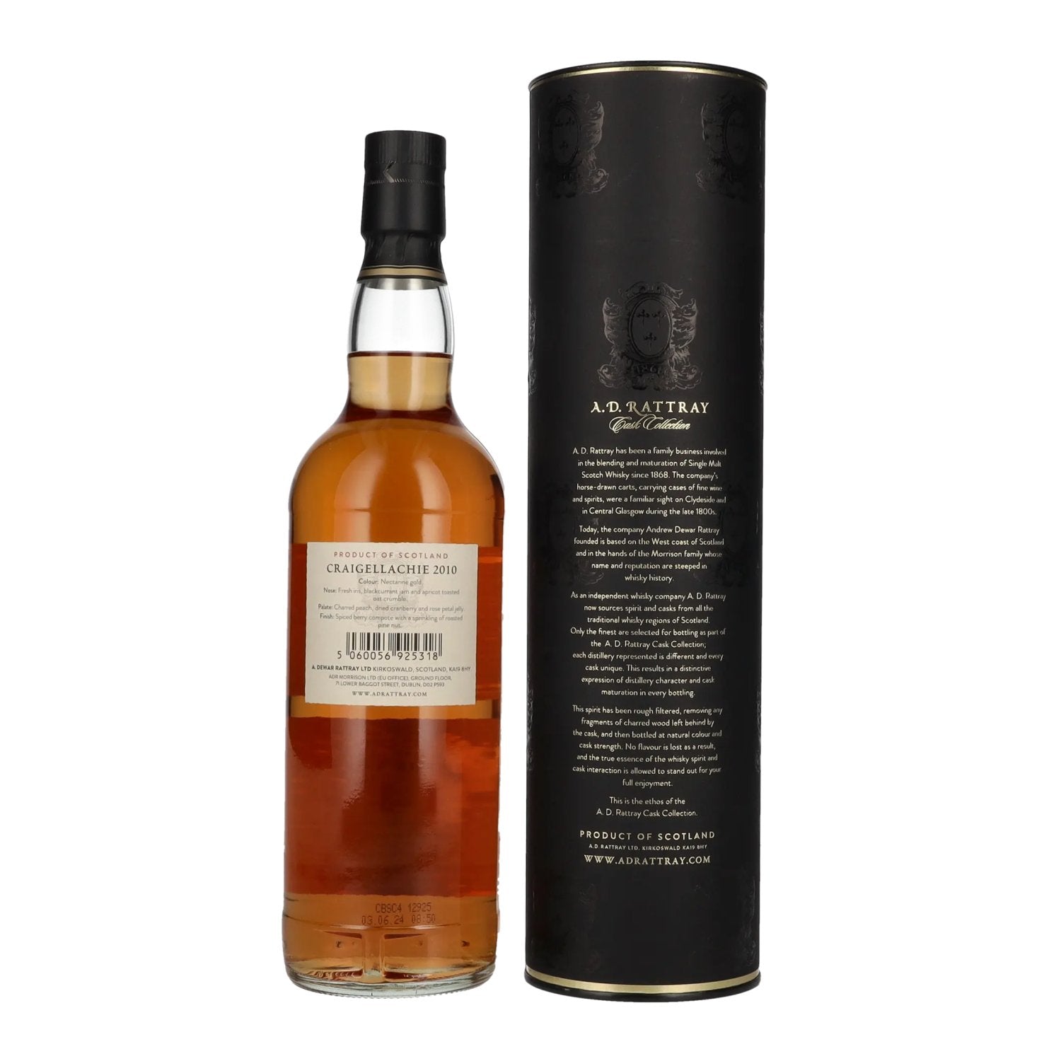 A.D. Rattray 14 Years Old CRAIGELLACHIE Burgundy Wine Finish Whisky 2010 57.1% Vol. 0.7L in Gift Box