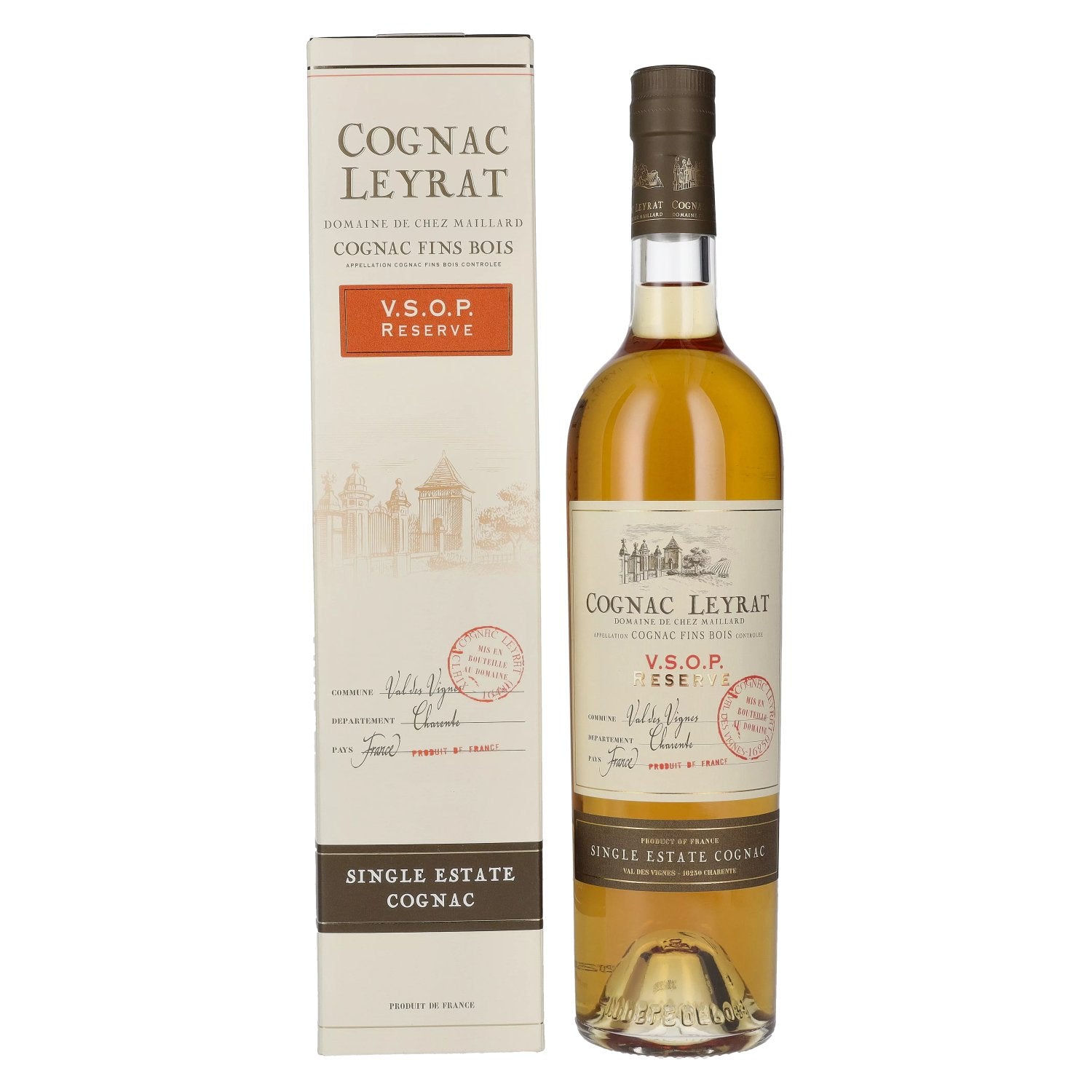 Cognac Leyrat V.S.O.P. Reserve Single Estate Cognac 40% Vol. 0.7l in Gift Box