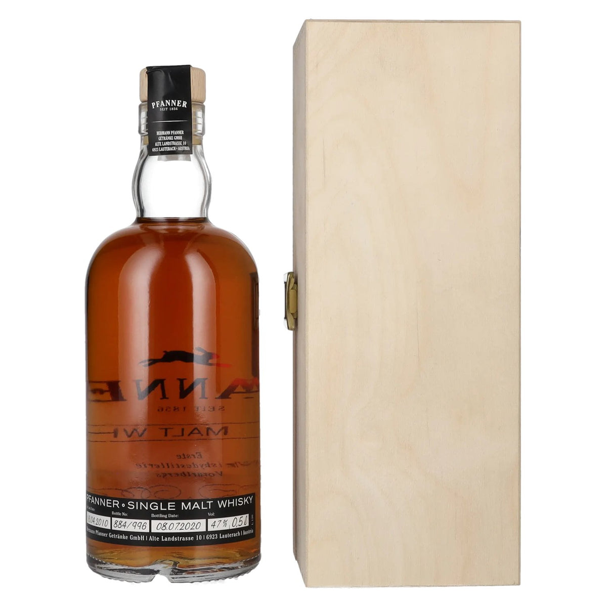 Pfanner 10 Years Old Single Malt Whisky Anniversary Edition 47% Vol. 0.5l in wooden box