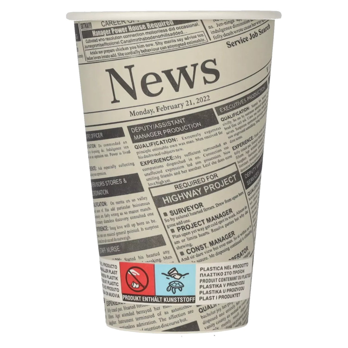 Kaffeebecher To Go Newsprint-Design 0,3l 50 Stück