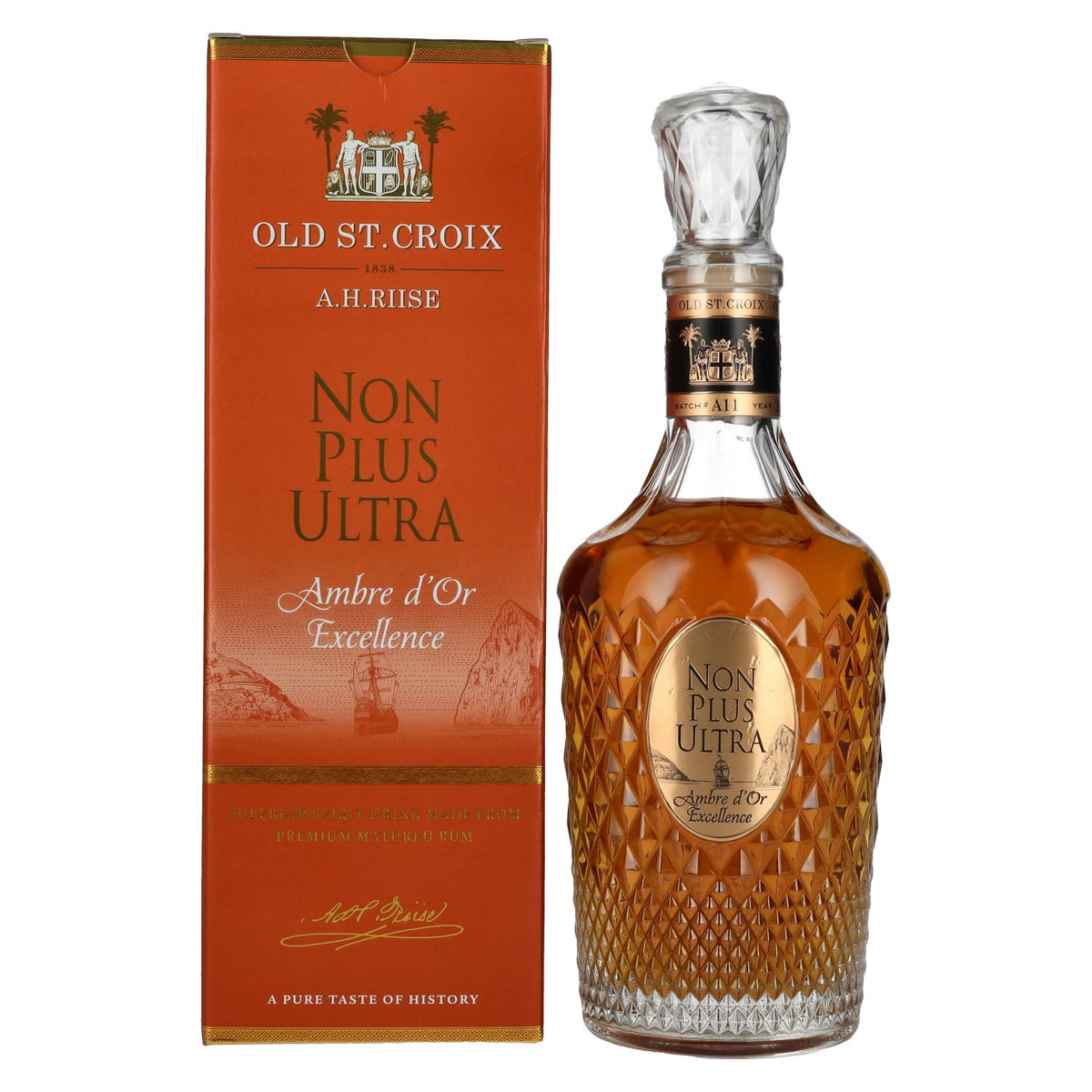 Old St. Croix A.H. Riise NON PLUS ULTRA Ambre d'Or Excellence 42% Vol. 0.7l in Gift Box