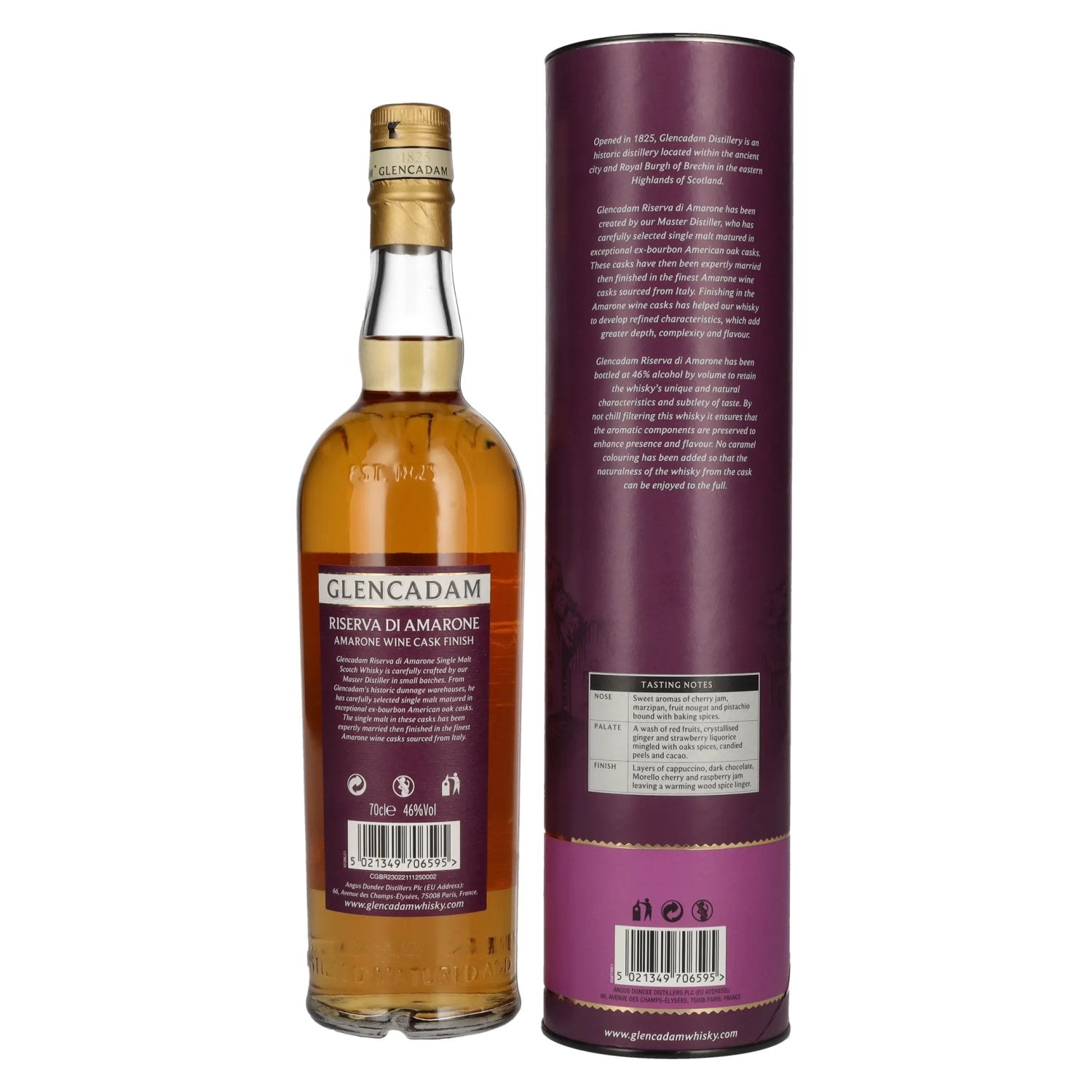 Glencadam RISERVA DI AMARONE Single Malt AMARONE WINE CASK FINISH 46% Vol. 0.7L in gift box