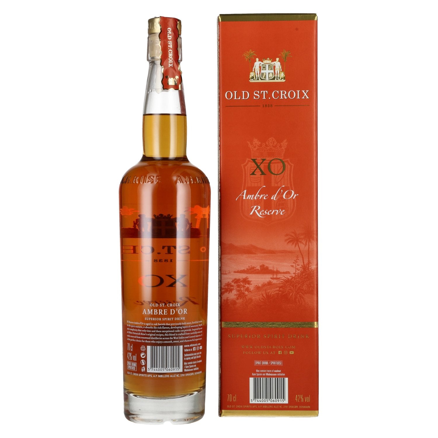 Old St. Croix A.H. Riise X.O. Ambre d'Or Reserve 42% Vol. 0,7l in Geschenkbox