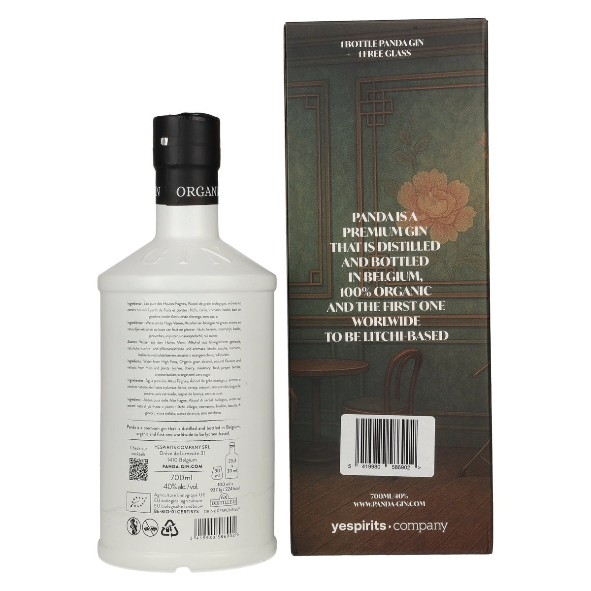 PANDA Organic Gin 40% Vol. 0.7l in Gift Box with Glass