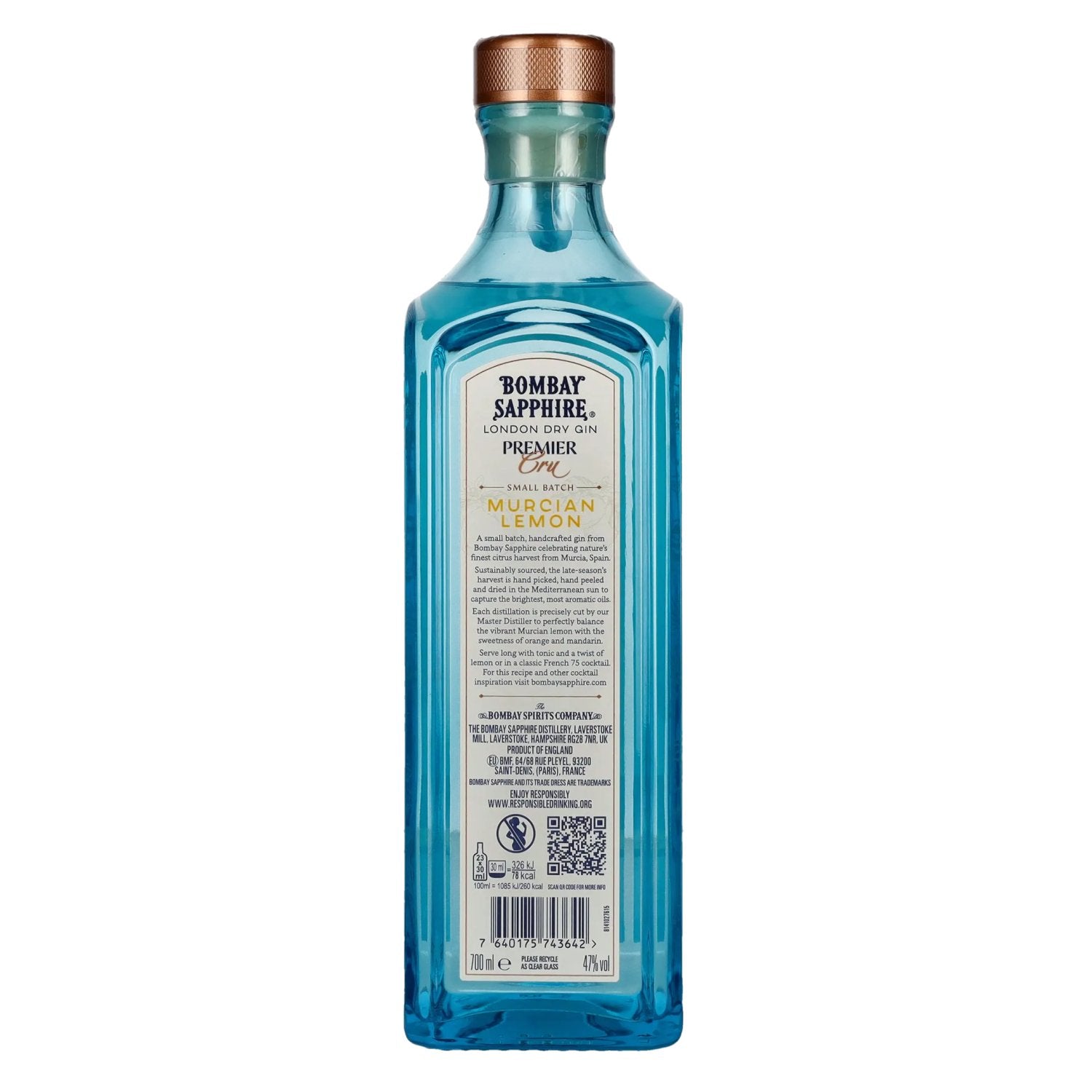 Bombay SAPPHIRE PREMIER Cru Murcian Lemon London Dry Gin 47% Vol. 0.7l