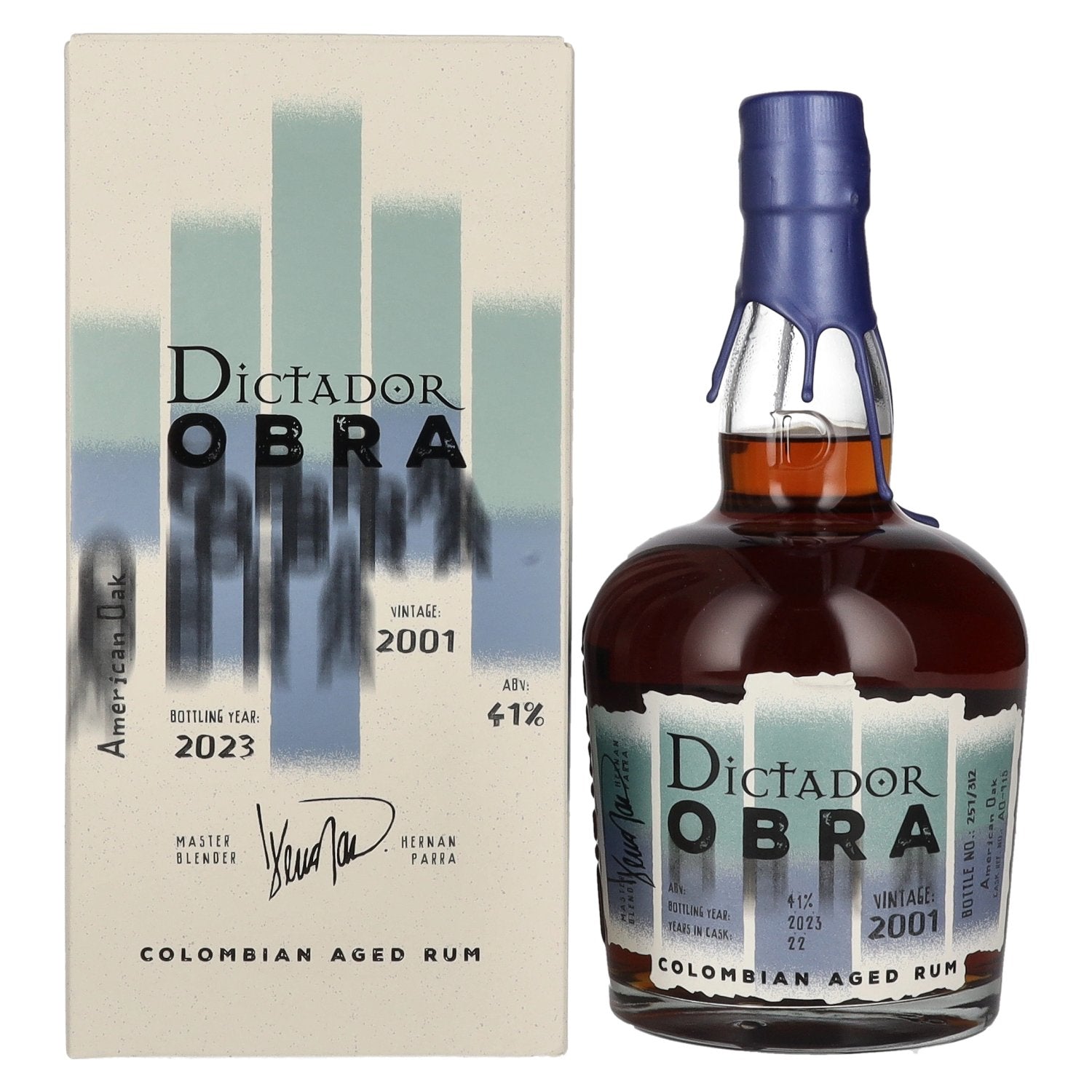 Dictador OBRA VINTAGE 22 Years Old AMERICAN OAK CASK Rum 2001 41% Vol. 0.7L in Gift Box
