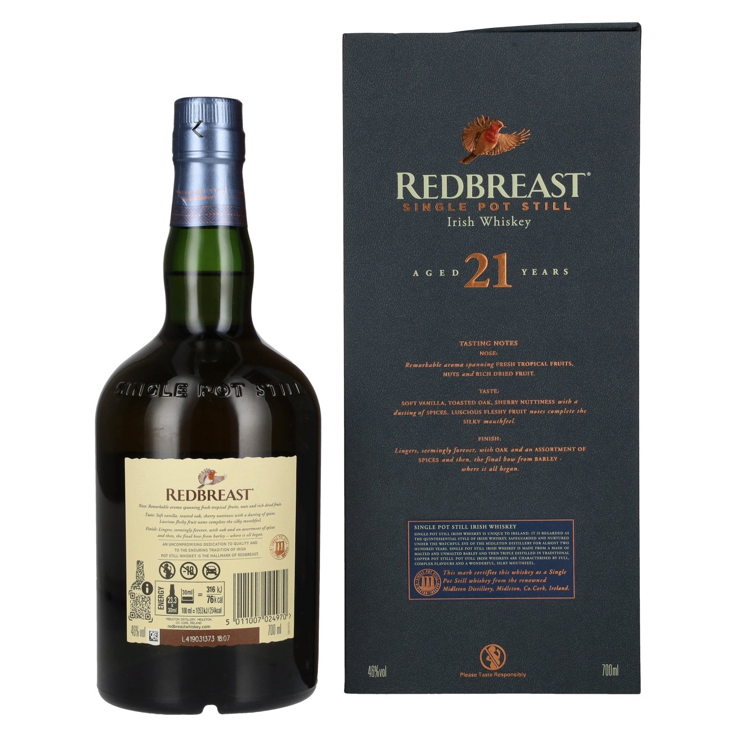 Redbreast 21 Years Old Single Pot Still Irish Whiskey 46% Vol. 0,7l in Holzkiste