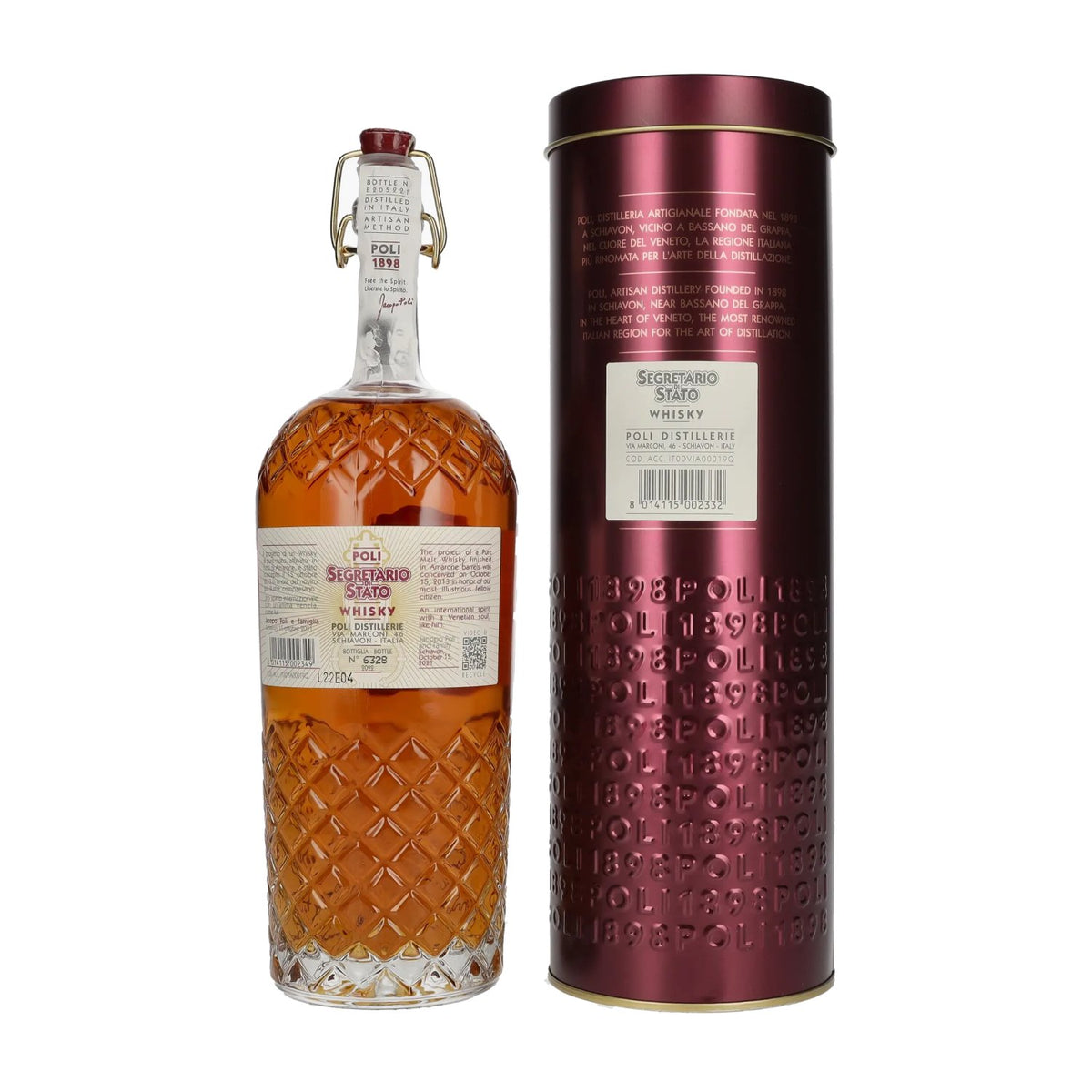Poli Secretary of State Pure Malt Whisky 43% Vol. 0.7l in Tin Box
