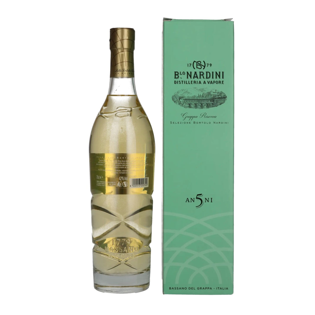Nardini Grappa Riserva 5 ANNI 42% vol. 0.7 l in a gift box