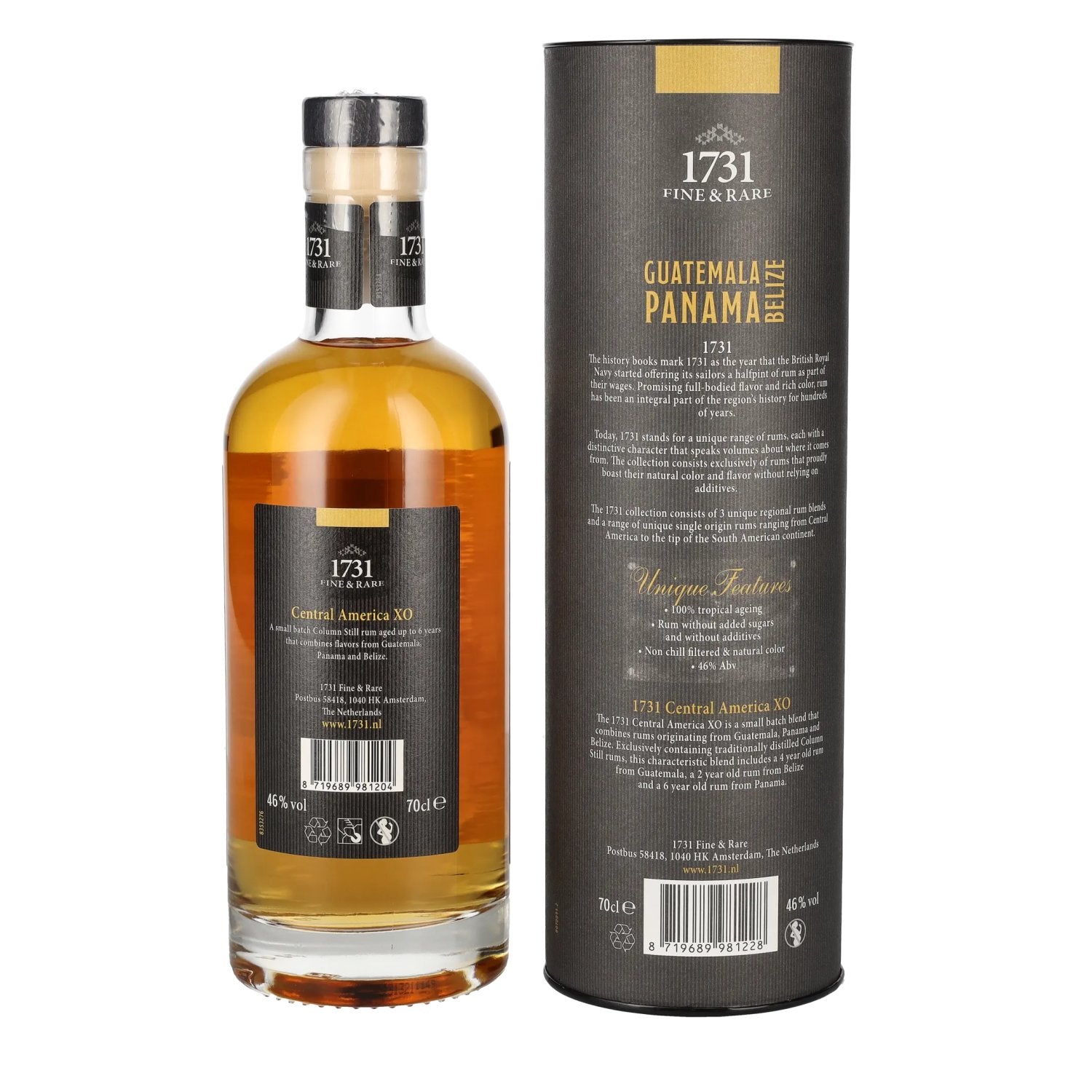 1731 Fine & Rare GUATEMALA PANAMA BELIZE XO Central America Rum 46% Vol. 0,7l in Geschenkbox