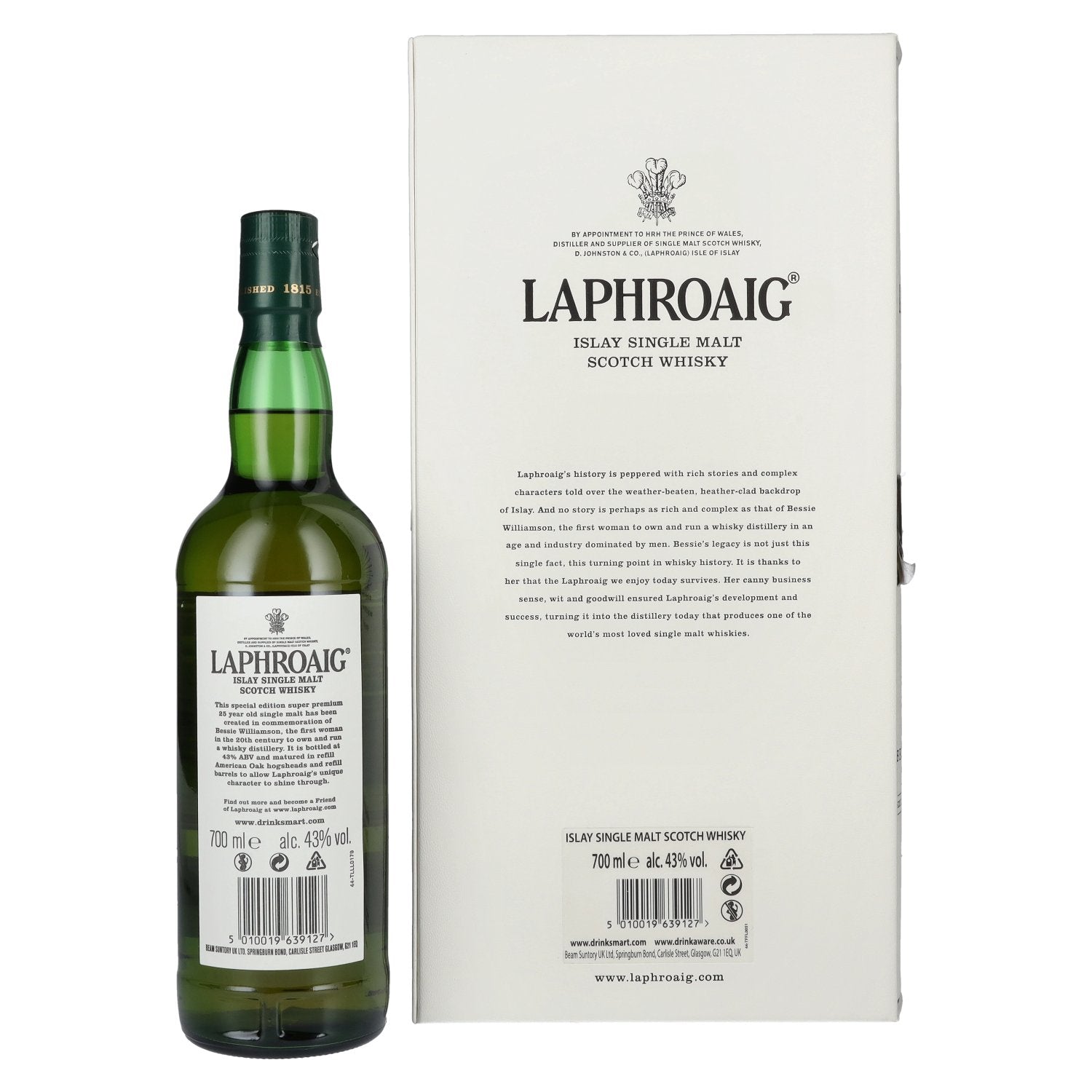 Laphroaig 25 Years Old THE BESSIE WILLIAMSON STORY Edition 2019 43% Vol. 0,7l in Geschenkbox