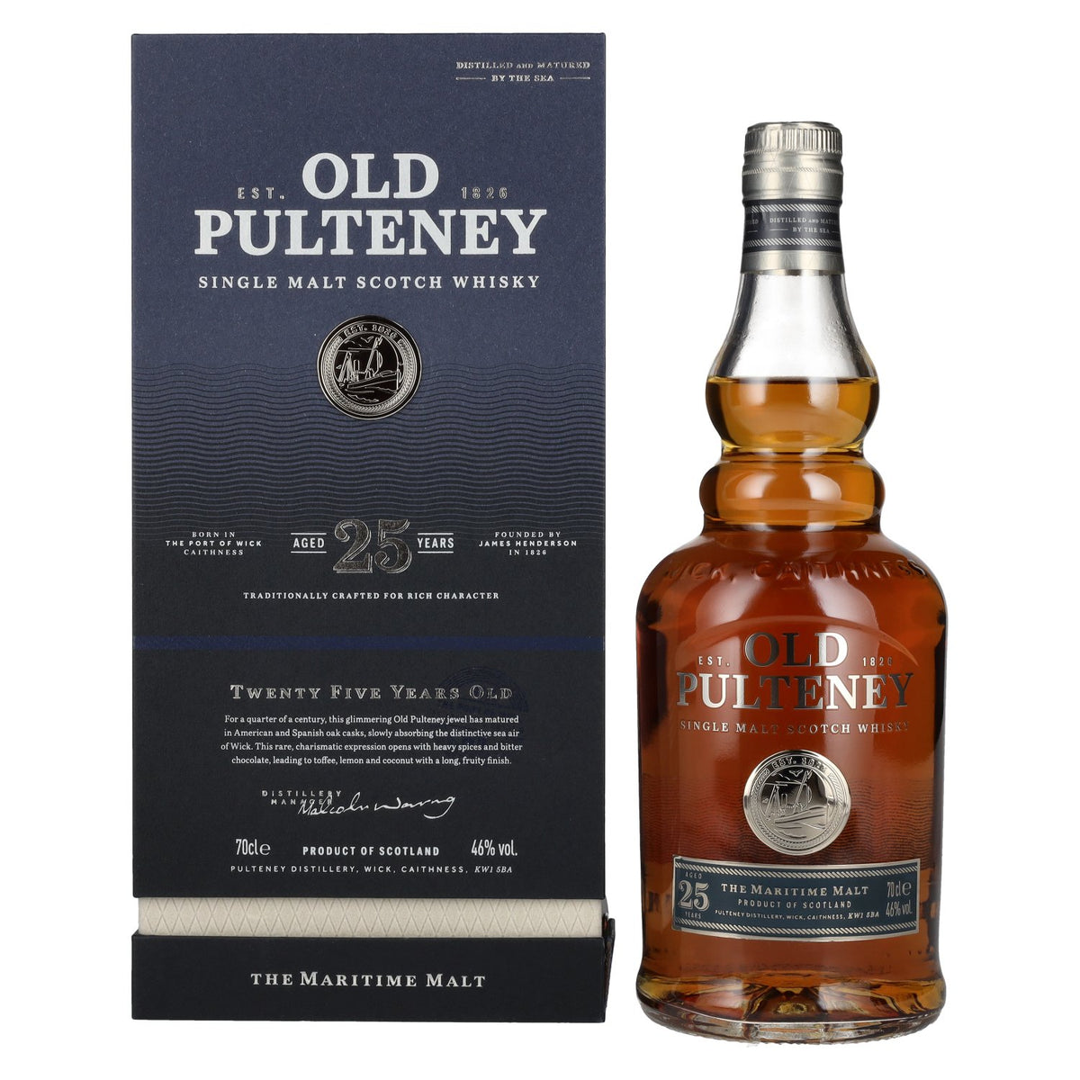 Old Pulteney 25 Years Old Single Malt Scotch Whisky 46% Vol. 0.7l in gift box