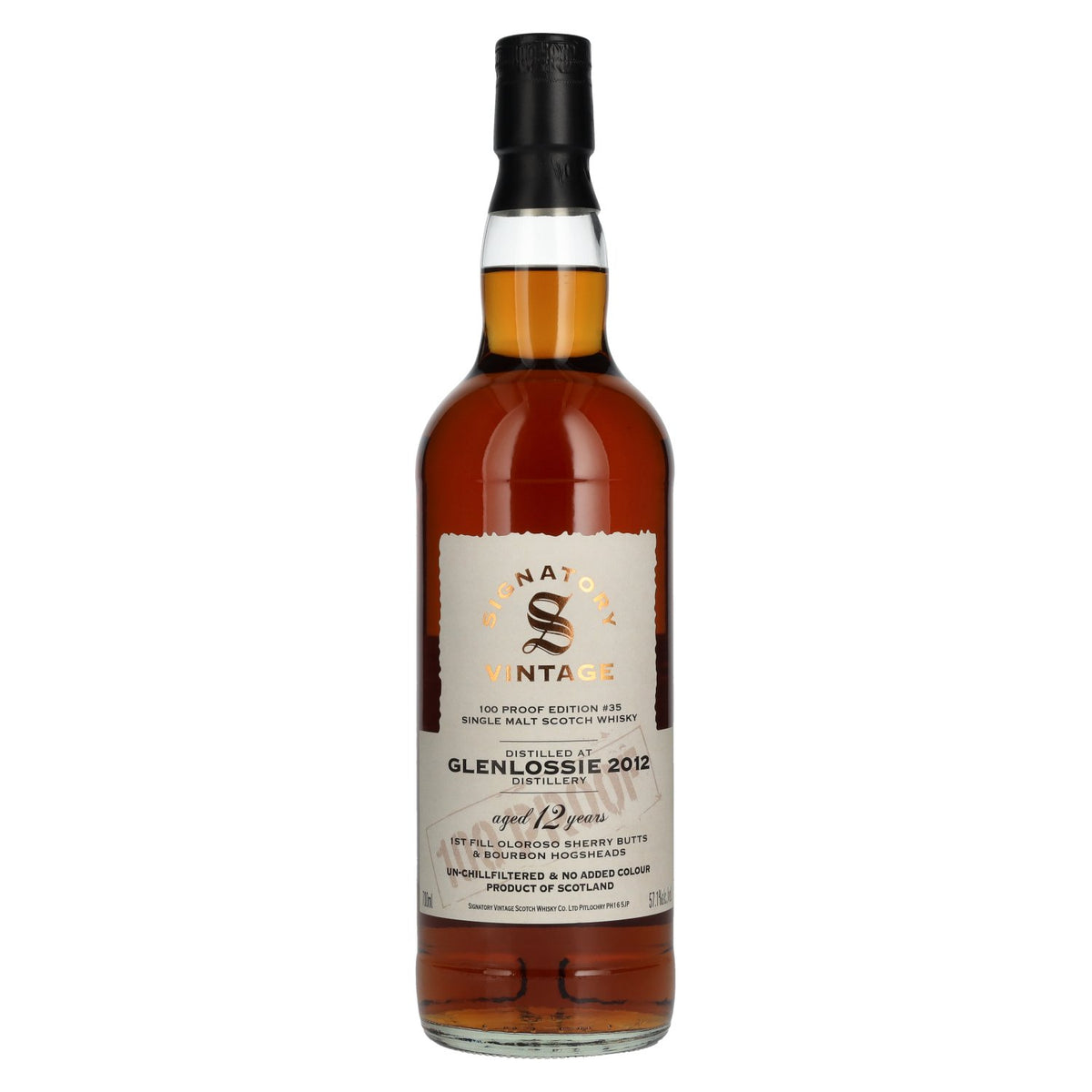 Signatory Vintage 100 Proof Edition GLENLOSSIE 12 Years Old Single Malt #35 2012 57.1% Vol. 0.7l