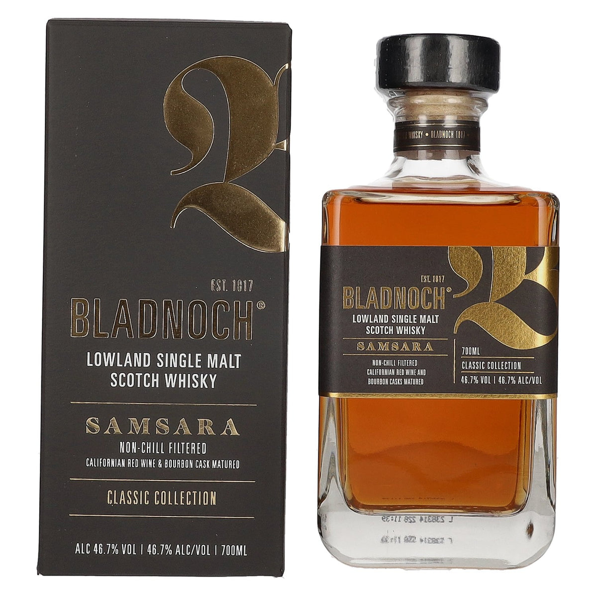 Bladnoch SAMSARA Lowland Single Malt Scotch Whisky 46.7% ABV, 0.7 litres, in a gift box