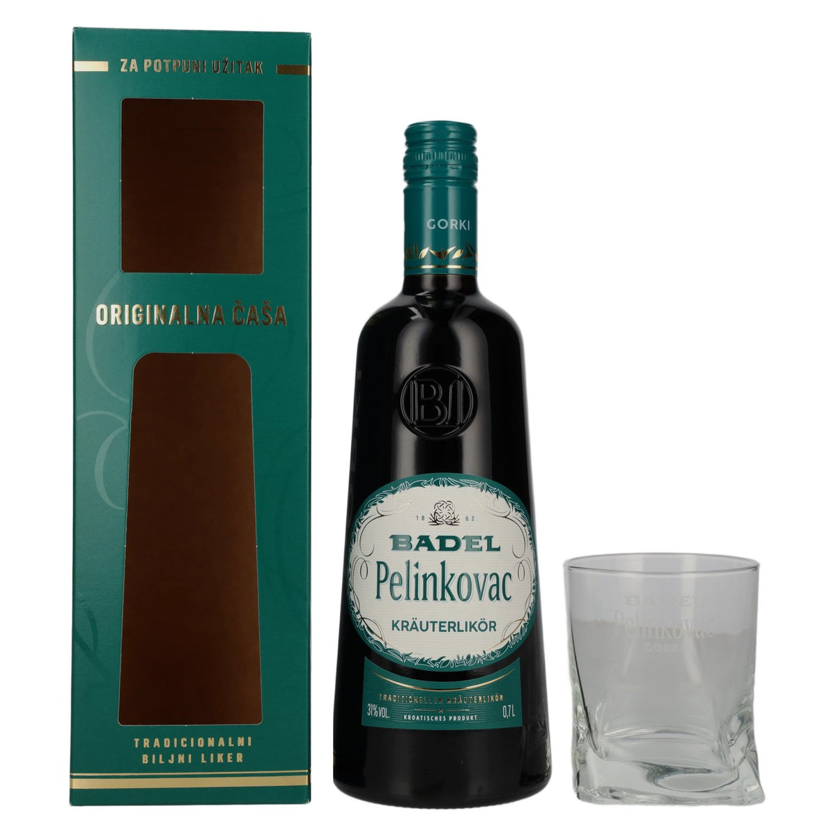 Badel Pelinkovac GORKI 31% vol. 0.7 l in a gift box with a glass
