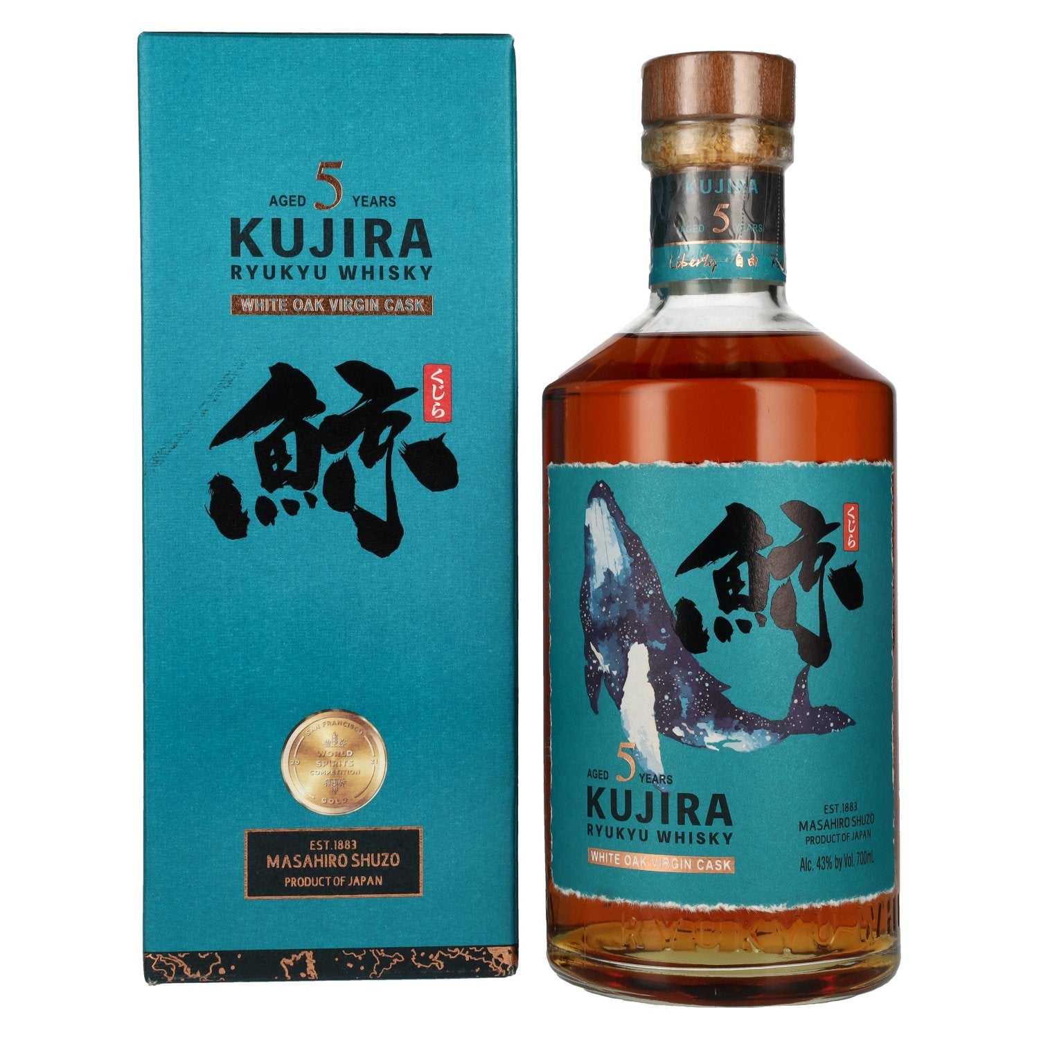 Kujira Ryukyu 5 Years Old WHITE OAK VIRGIN CASK Whisky 43% Vol. 0.7L in Gift Box