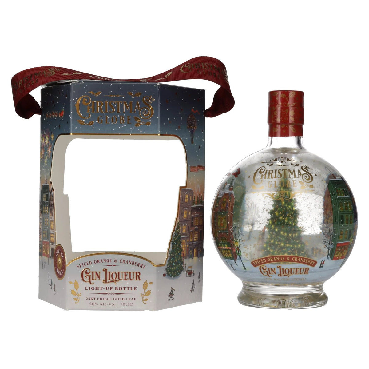 Christmas Globe Spiced Orange & Cranberry Gin Liqueur Light-Up 20% Vol. 0,7l in Geschenkbox