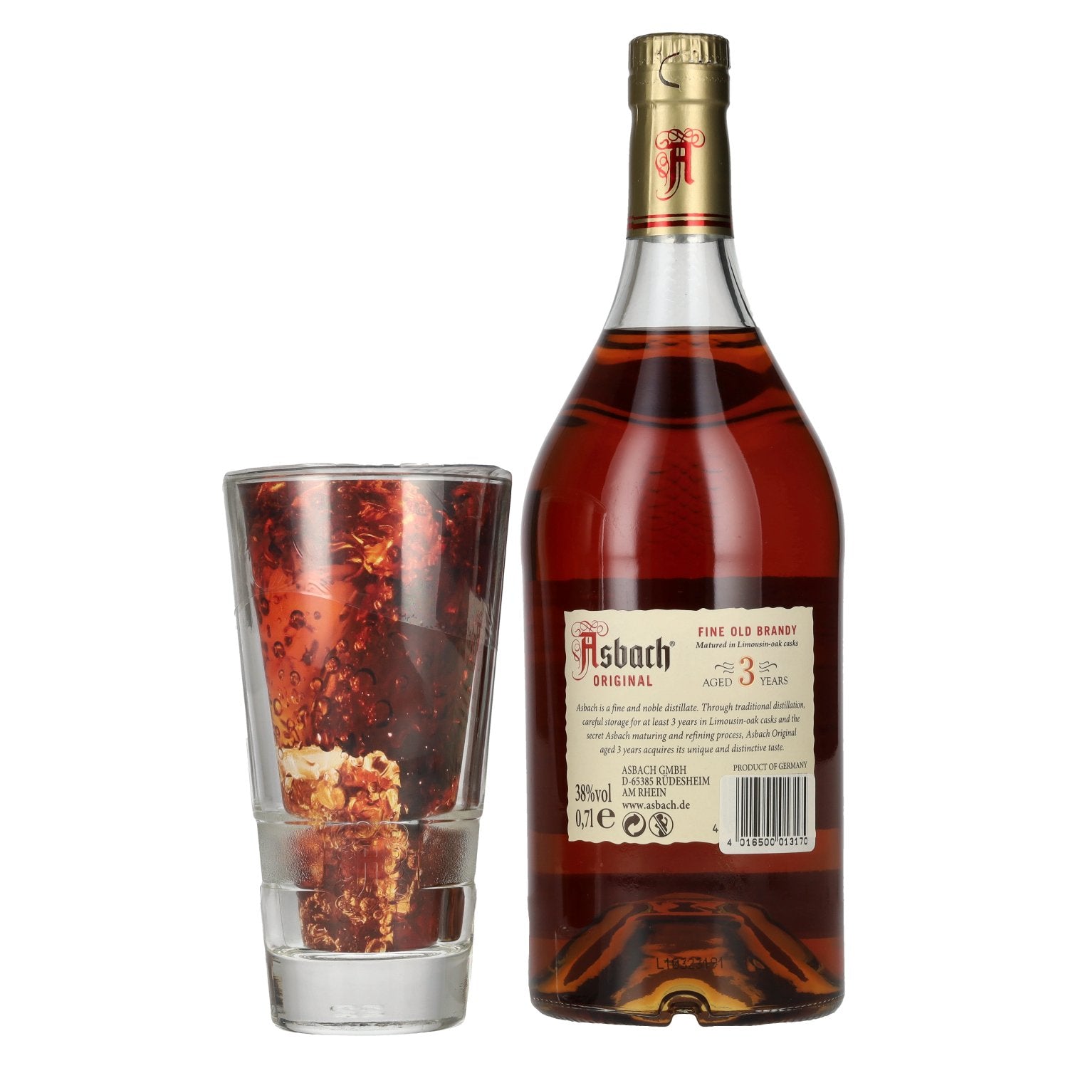 Asbach Original 3 Years Old 38% Vol. 0.7l with Glass