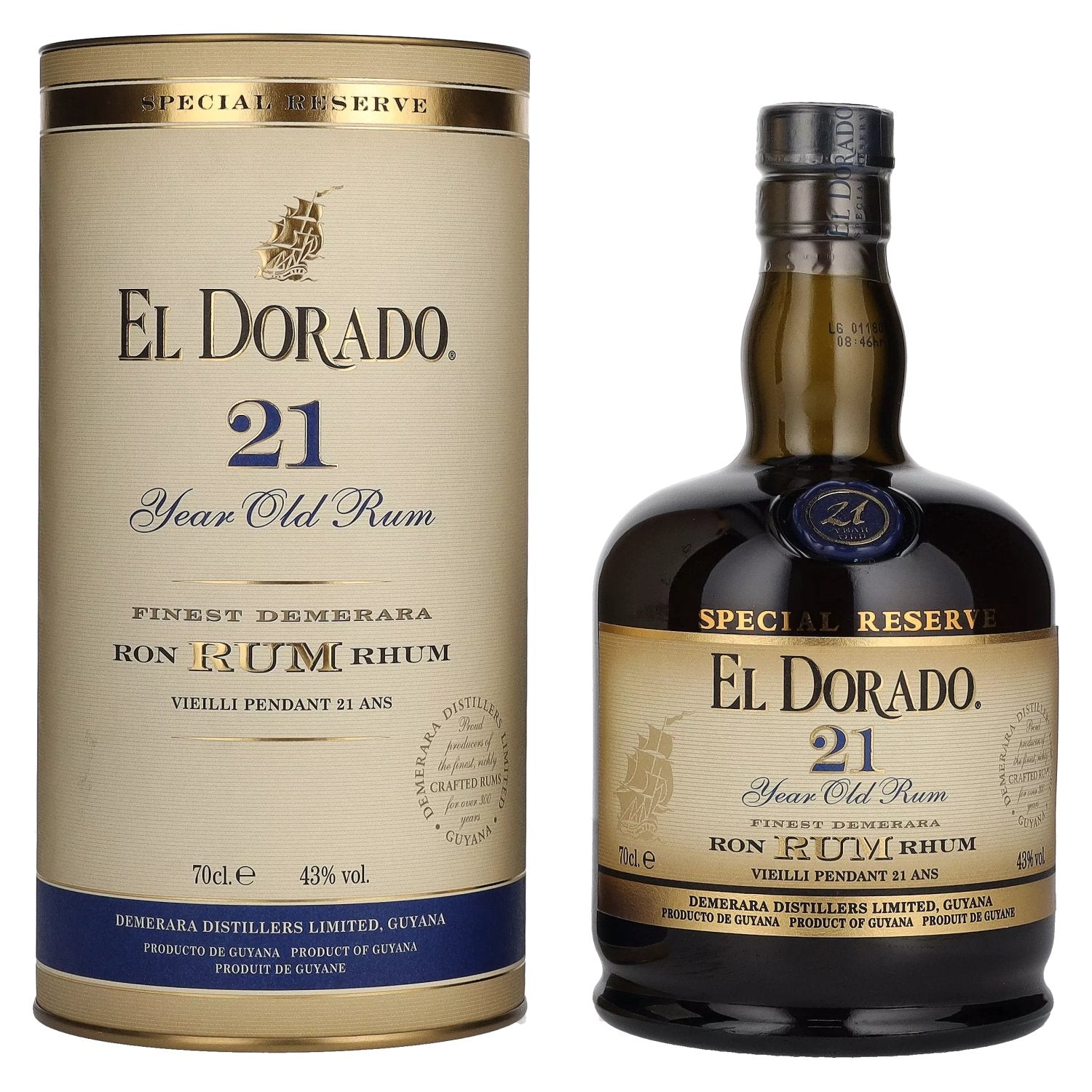 El Dorado 21 Years Old Finest Demerara Rum SPECIAL RESERVE 43% Vol. 0.7l in Gift Box