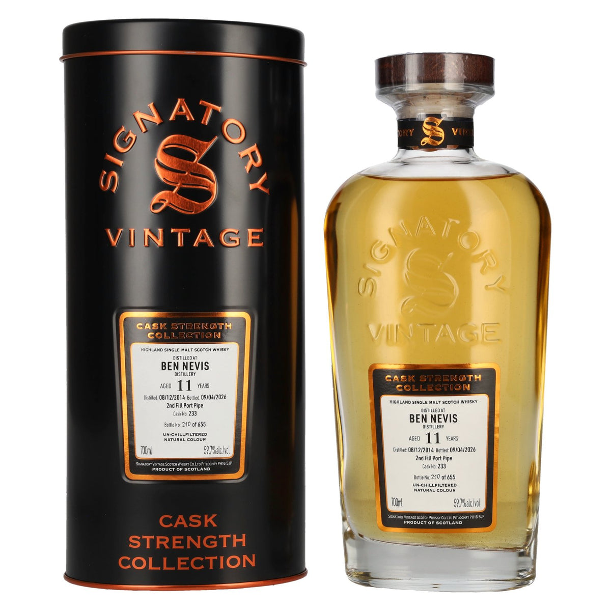 Signatory Vintage Ben Nevis 11 Years Old 2nd Fill Port Pipe Cask Strength #233 2014 59.7% vol. 0.7 l in a tin box
