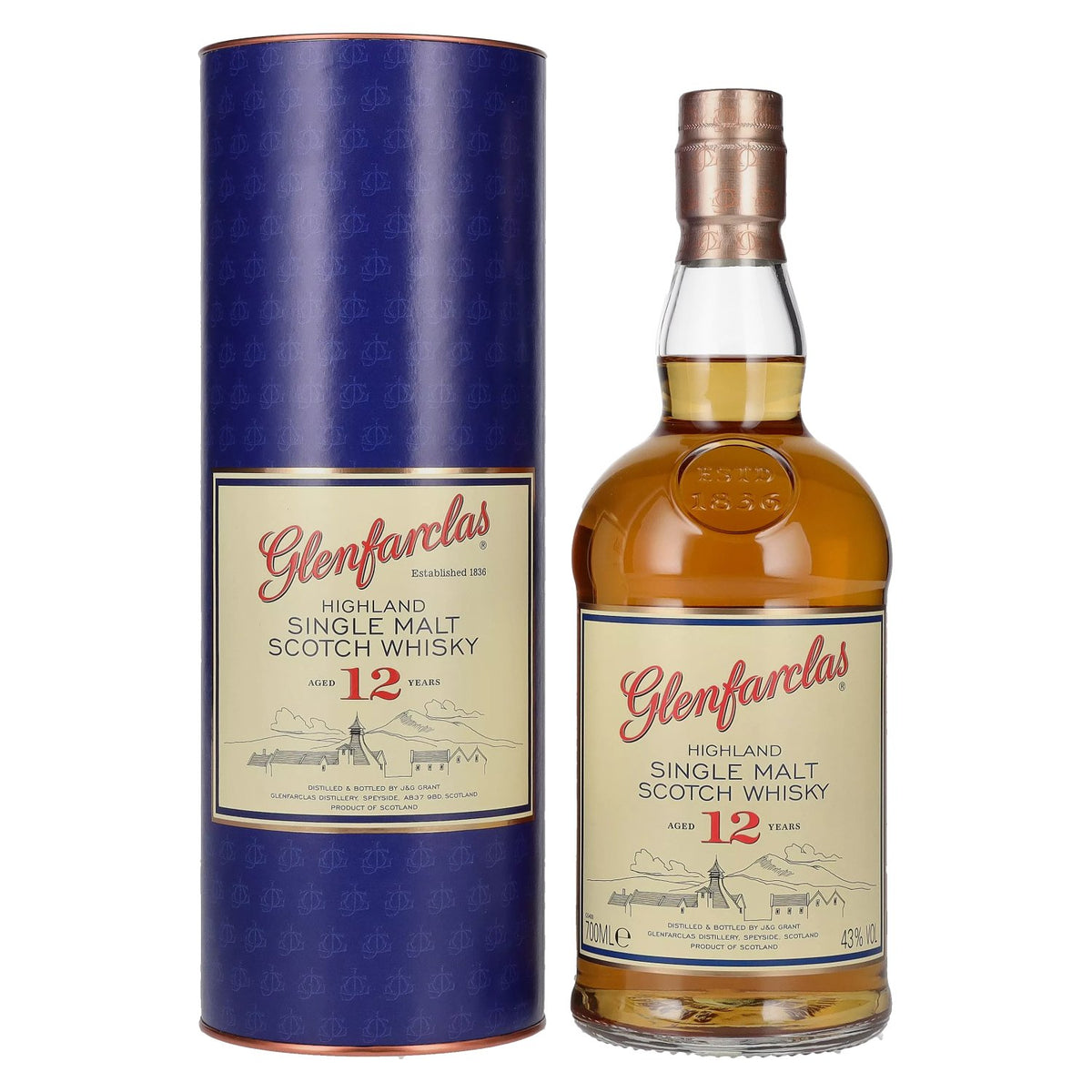 Glenfarclas 12 Years Old Highland Single Malt Scotch Whisky 43% Vol. 0.7l in Gift Box