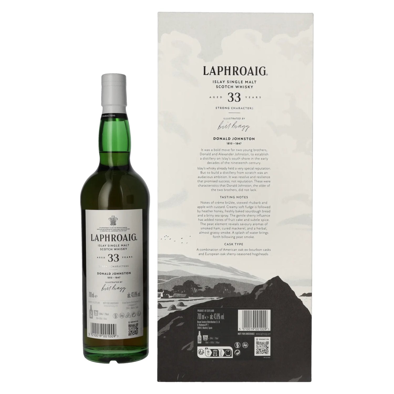 Laphroaig 33 Years Old Strong Characters DONALD JOHNSTON Islay Single Malt 43,8% Vol. 0,7l in Geschenkbox