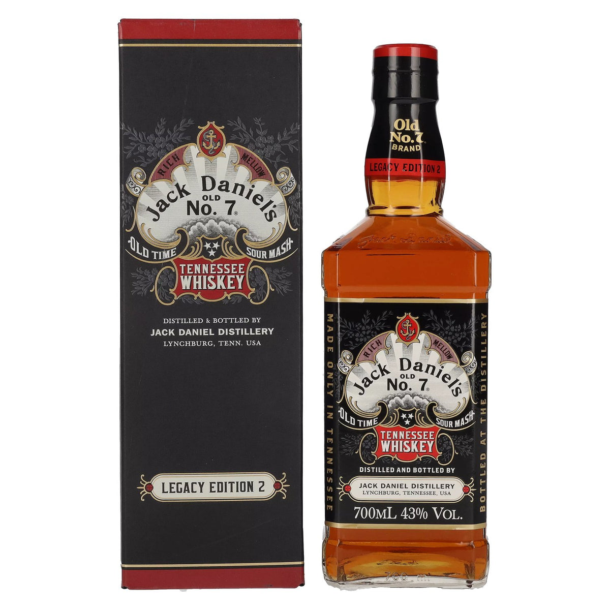 Jack Daniel's Sour Mash Tennessee Whiskey LEGACY EDITION No. 2 - BLACK DESIGN 43% Vol. 0.7L in Gift Box