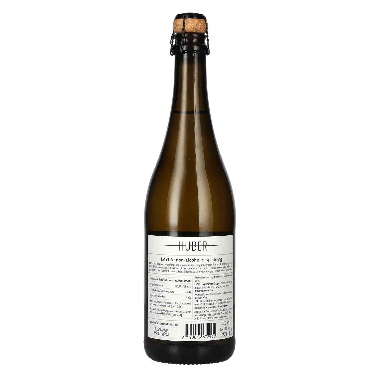 Huber Layla Sparkling White Non Alcoholic 0,75l