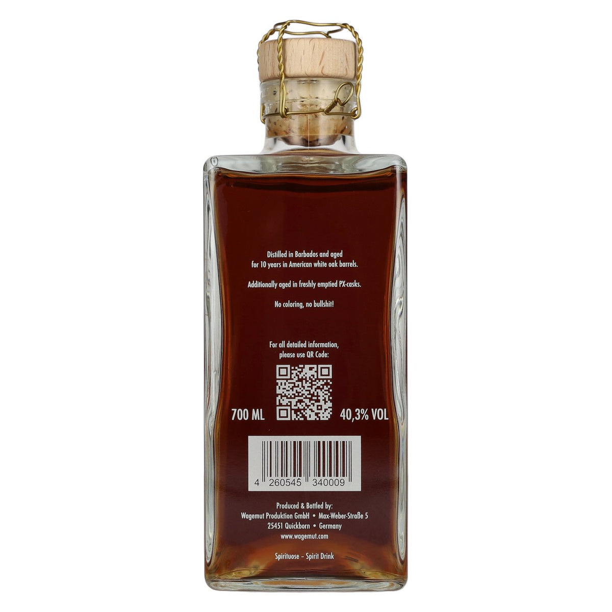 Wagemut by N. Kröger PX-CASK Barbados 40.3% vol. 0.7 l