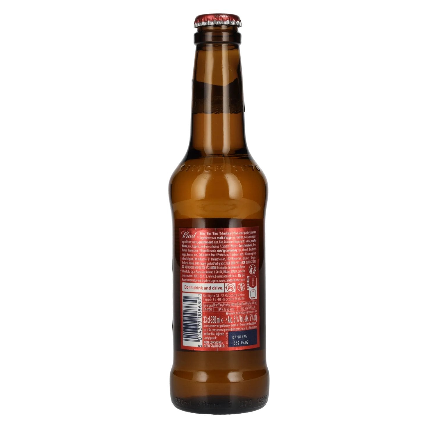 Bud American Lager Beer 5% ABV 0.33l