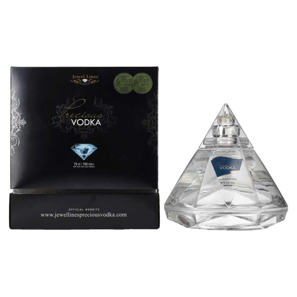 Jewels Lines Precious Vodka 40% Vol. 0.7l in gift box with pourer