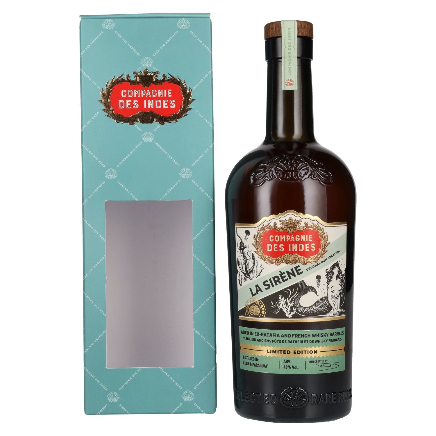 Compagnie des Indes LA SIRÈNE Original Rum Limited Edition 43% Vol. 0.7l in Gift Box