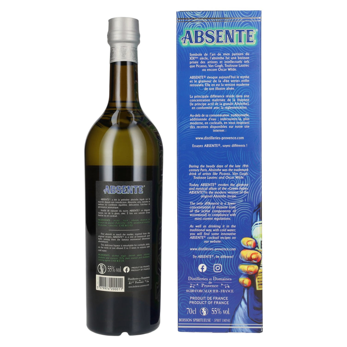 Absente Absinthe 55% ABV, 0.7 litres, in a gift box
