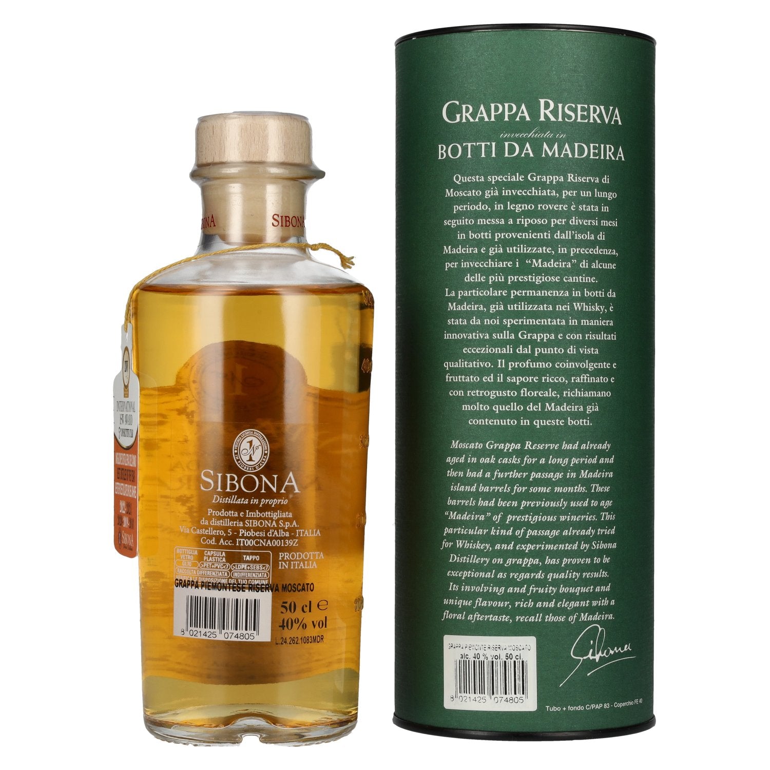 Sibona GRAPPA RISERVA Botti Da MADEIRA 40% Vol. 0,5l in Geschenkbox