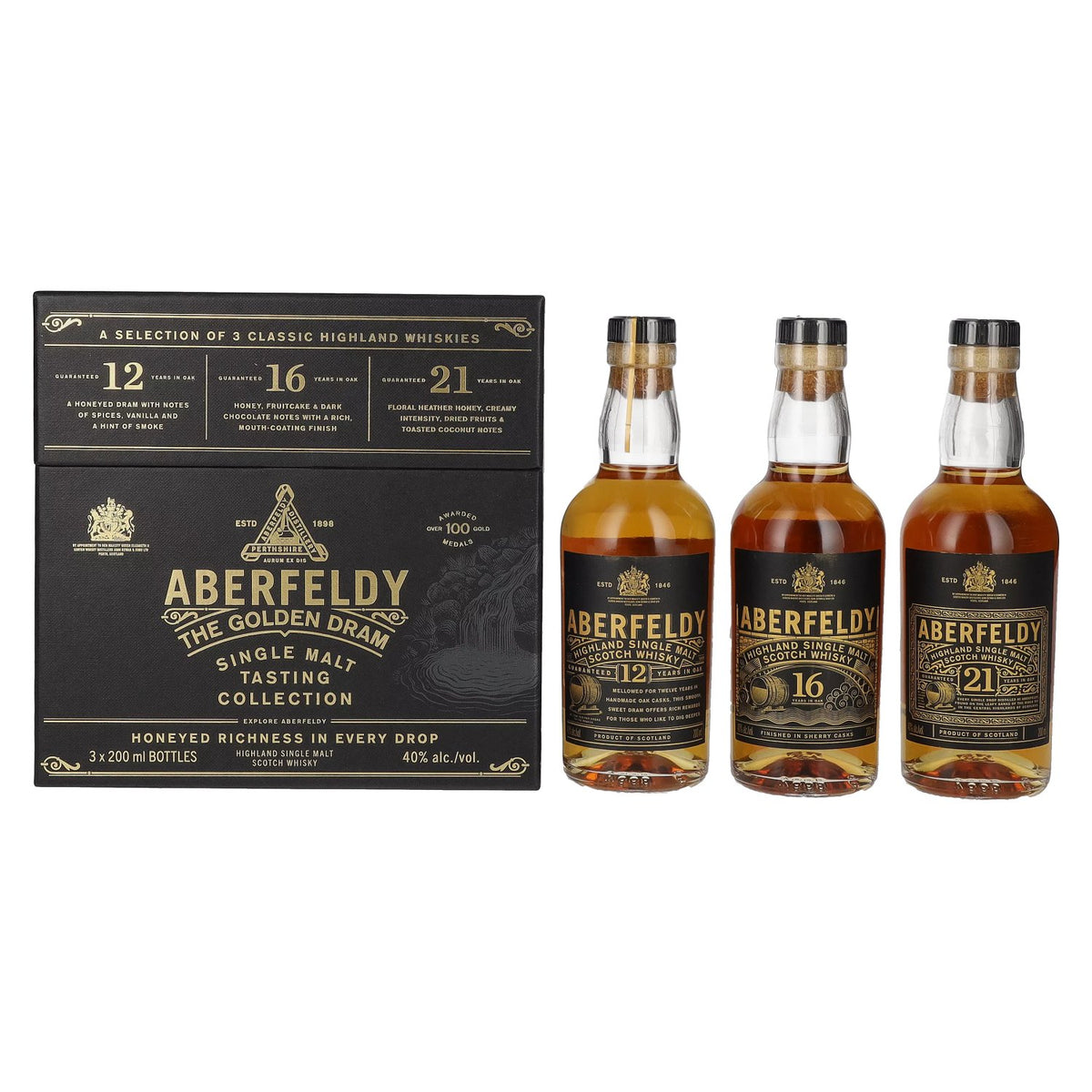 Aberfeldy The Golden Dram Single Malt Tasting Collection 40% Vol. 3x0,2l in Geschenkbox