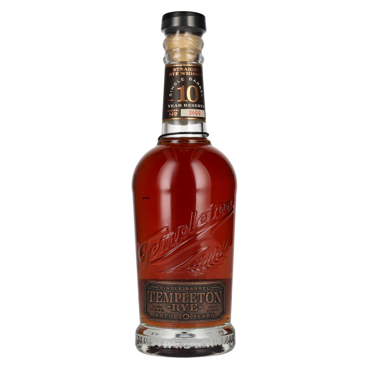 Templeton RYE 10 Years Old SINGLE BARREL Straigth Rye Whiskey 52% Vol. 0,7l