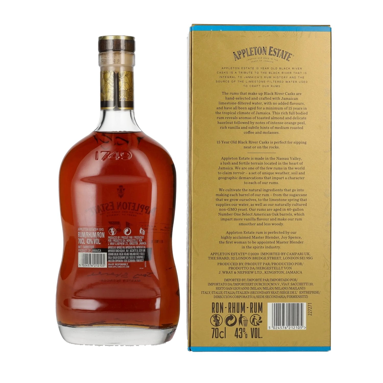 Appleton Estate 15 Years Old BLACK RIVER CASKS Jamaica Rum 43% Vol. 0,7l in Geschenkbox