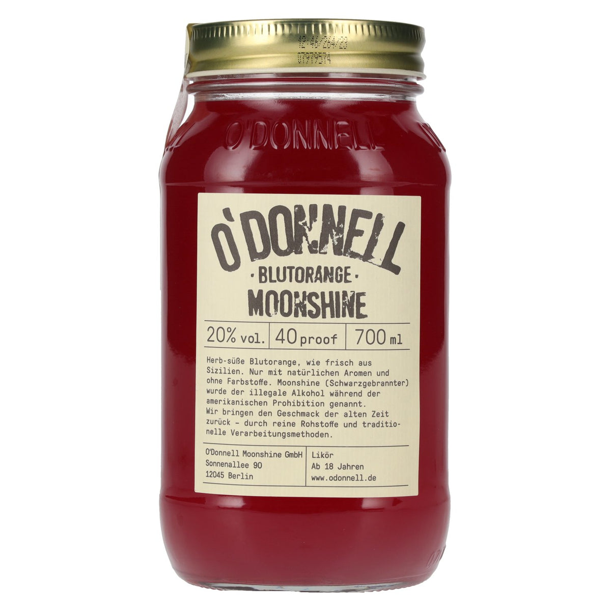 O'Donnell Moonshine BLOOD ORANGE Liqueur 20% vol. 0.7 l