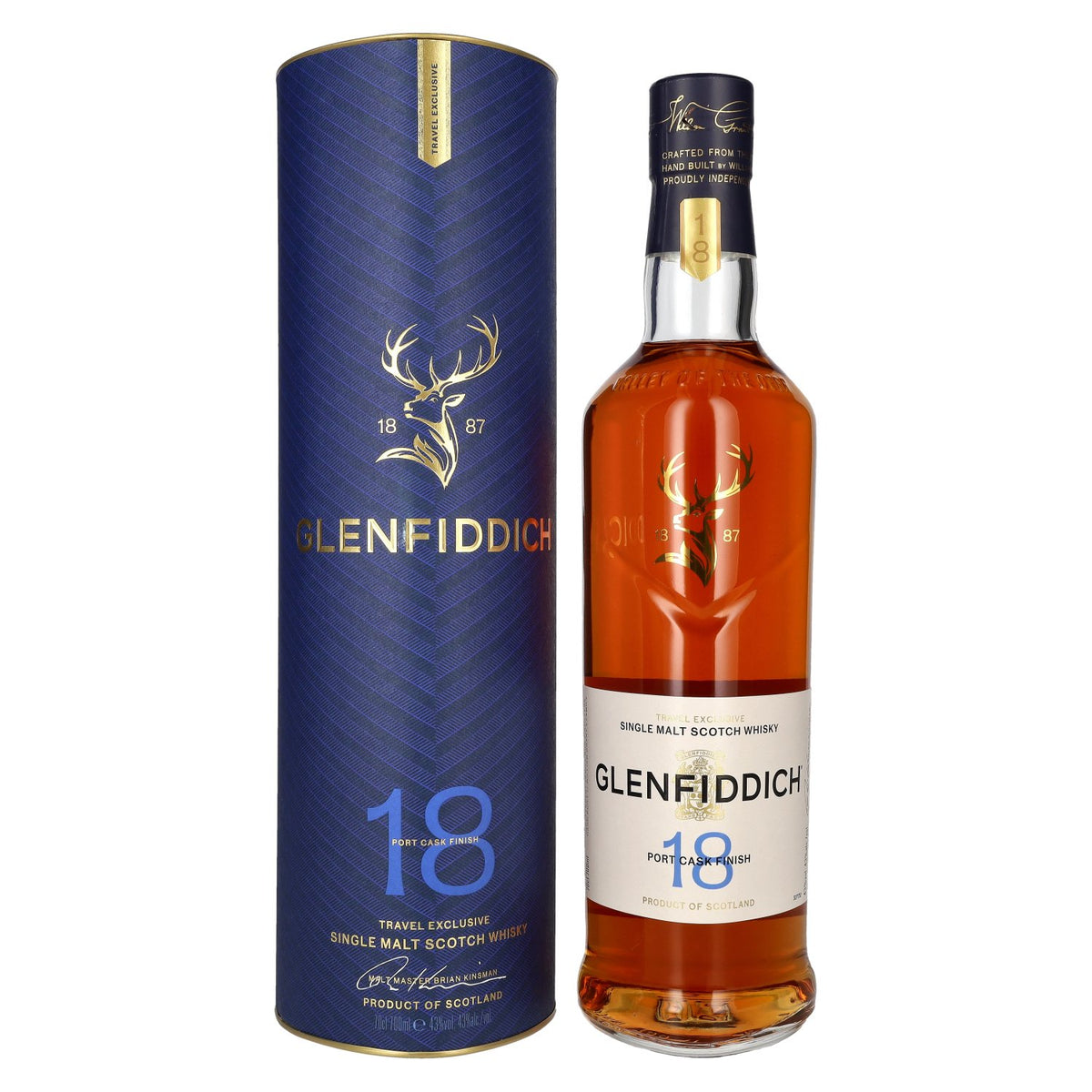Glenfiddich 18 Years Old Old Port Cask Single Malt Travel Exclusive 43% vol. 0.7 l in a gift box
