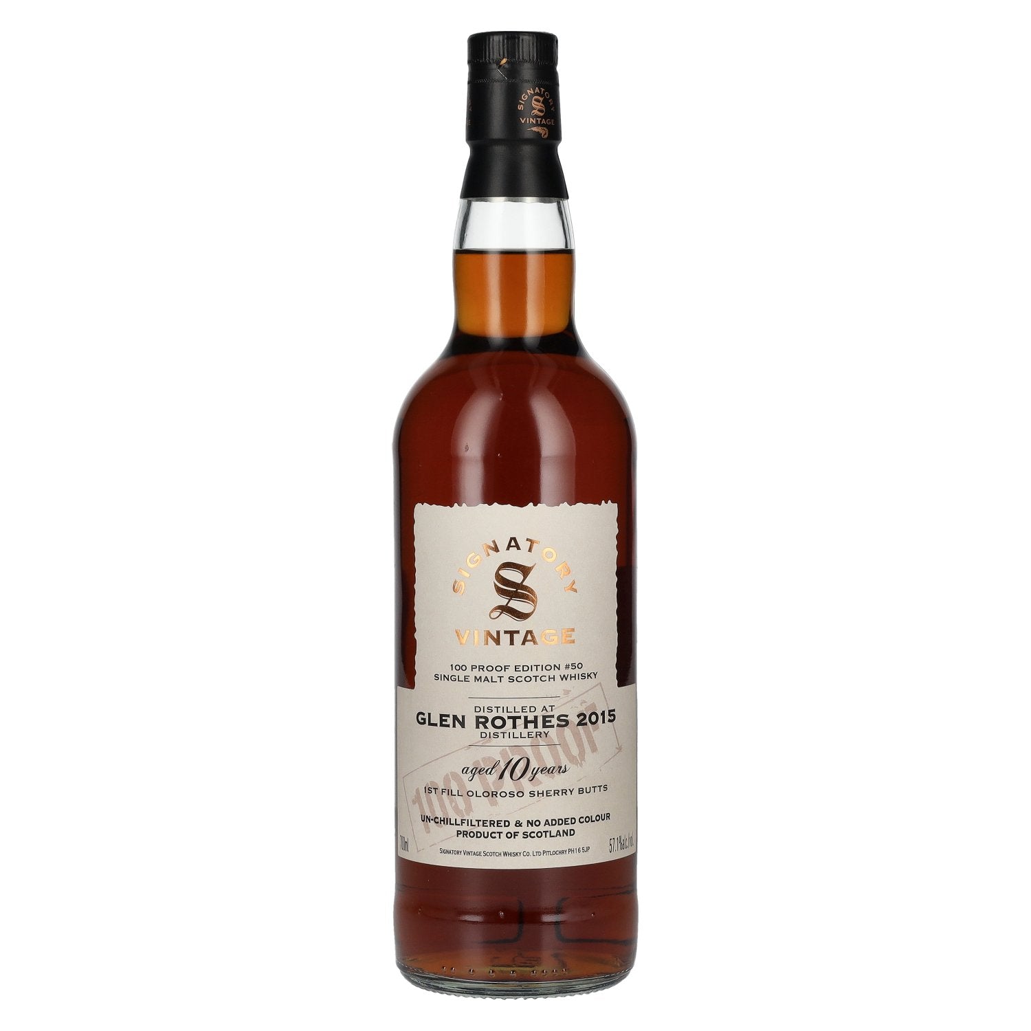 Signatory Vintage 100 Proof Edition GLEN ROTHES 10 Years Old Single Malt #50 2015 57.1% Vol. 0.7l