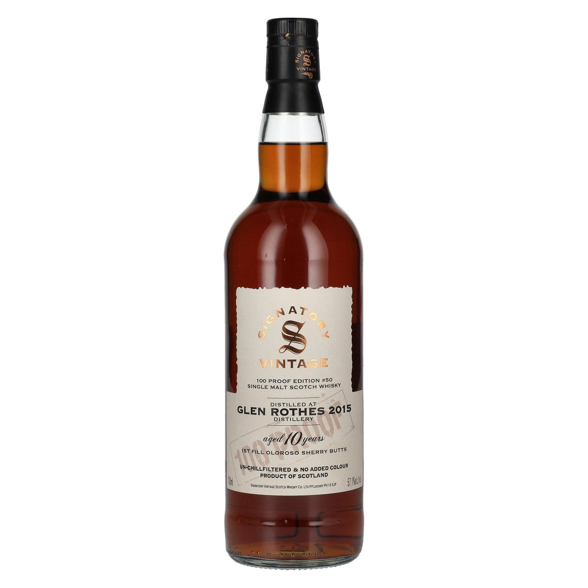 Signatory Vintage 100 Proof Edition GLEN ROTHES 10 Years Old Single Malt #50 2015 57,1% Vol. 0,7l