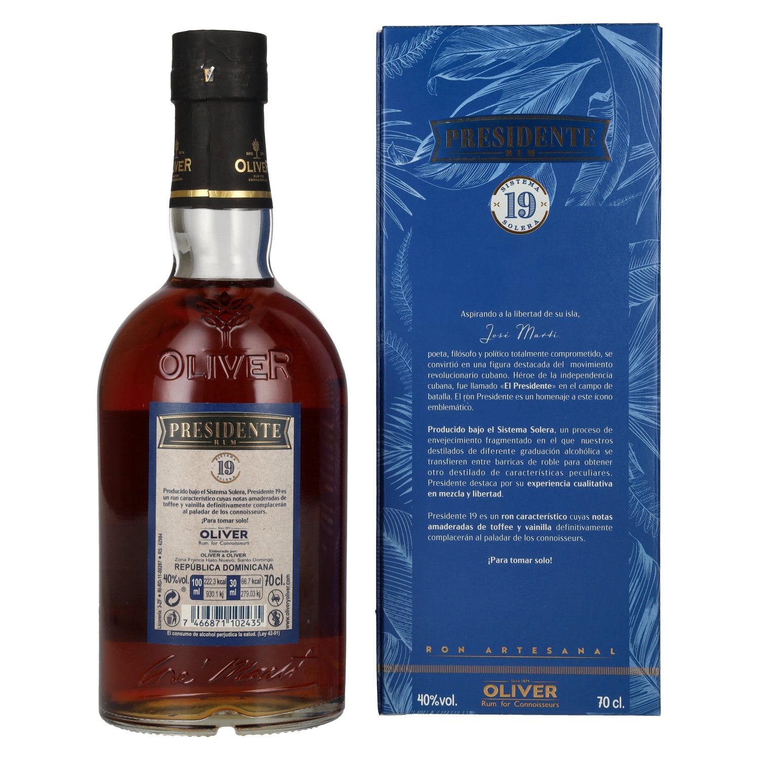 Presidente Marti 19 Sistema Solera 40% Vol. 0,7l in Geschenkbox