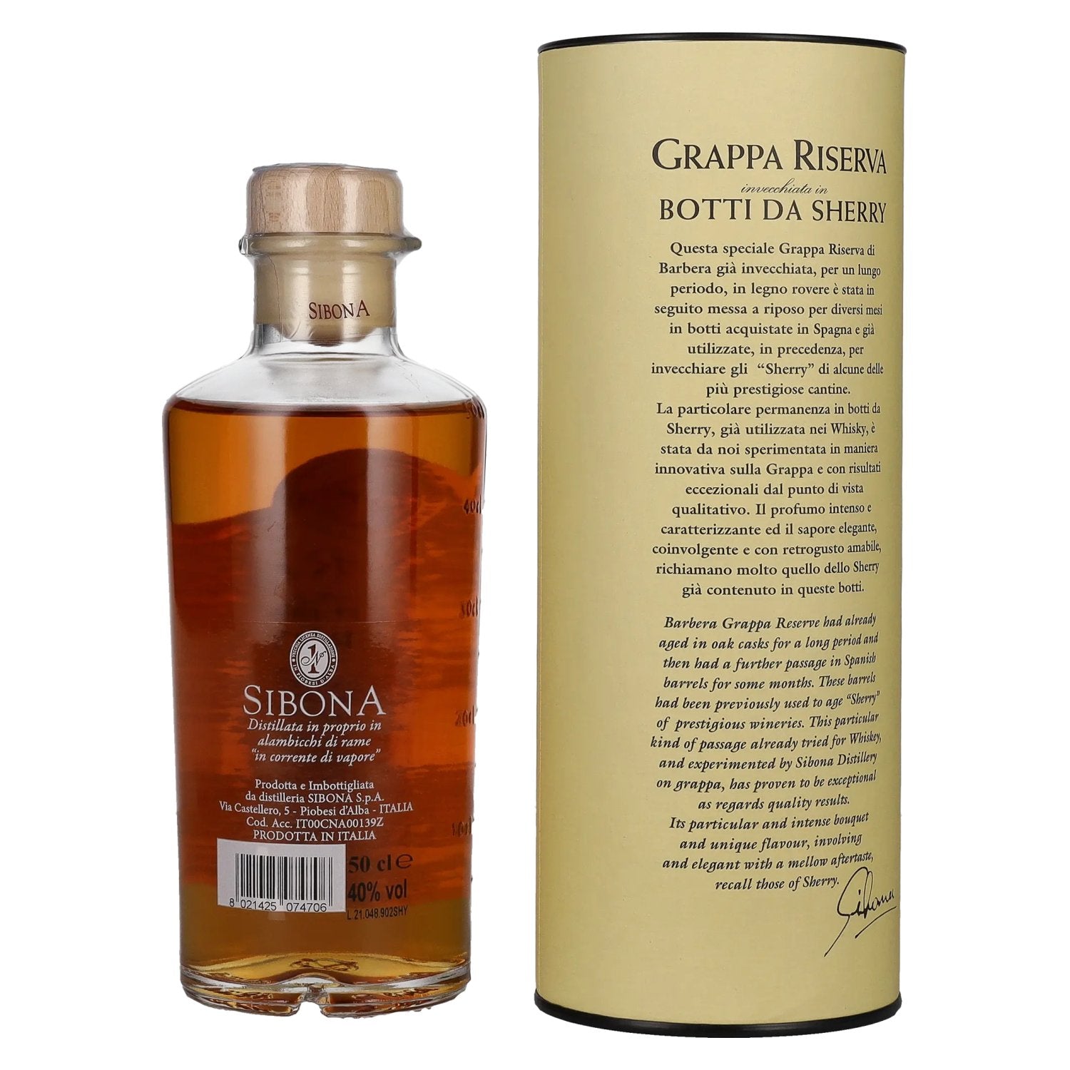 Sibona GRAPPA RISERVA Sherry Cask 40% Vol. 0.5l in gift box