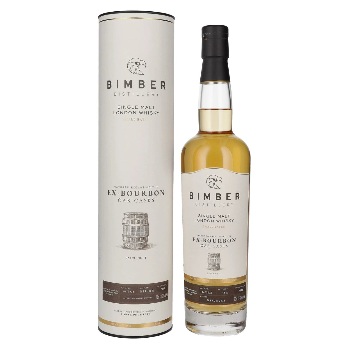 Bimber EX-BOURBON Oak Casks Single Malt London Whisky Batch No. 4 51.2% ABV 0.7l in a gift box
