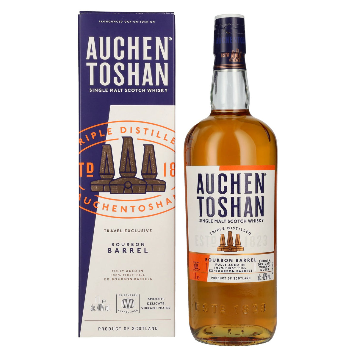 Auchentoshan BOURBON BARREL Single Malt Scotch Whisky Travel Exclusive 40% vol. 1l in a gift box