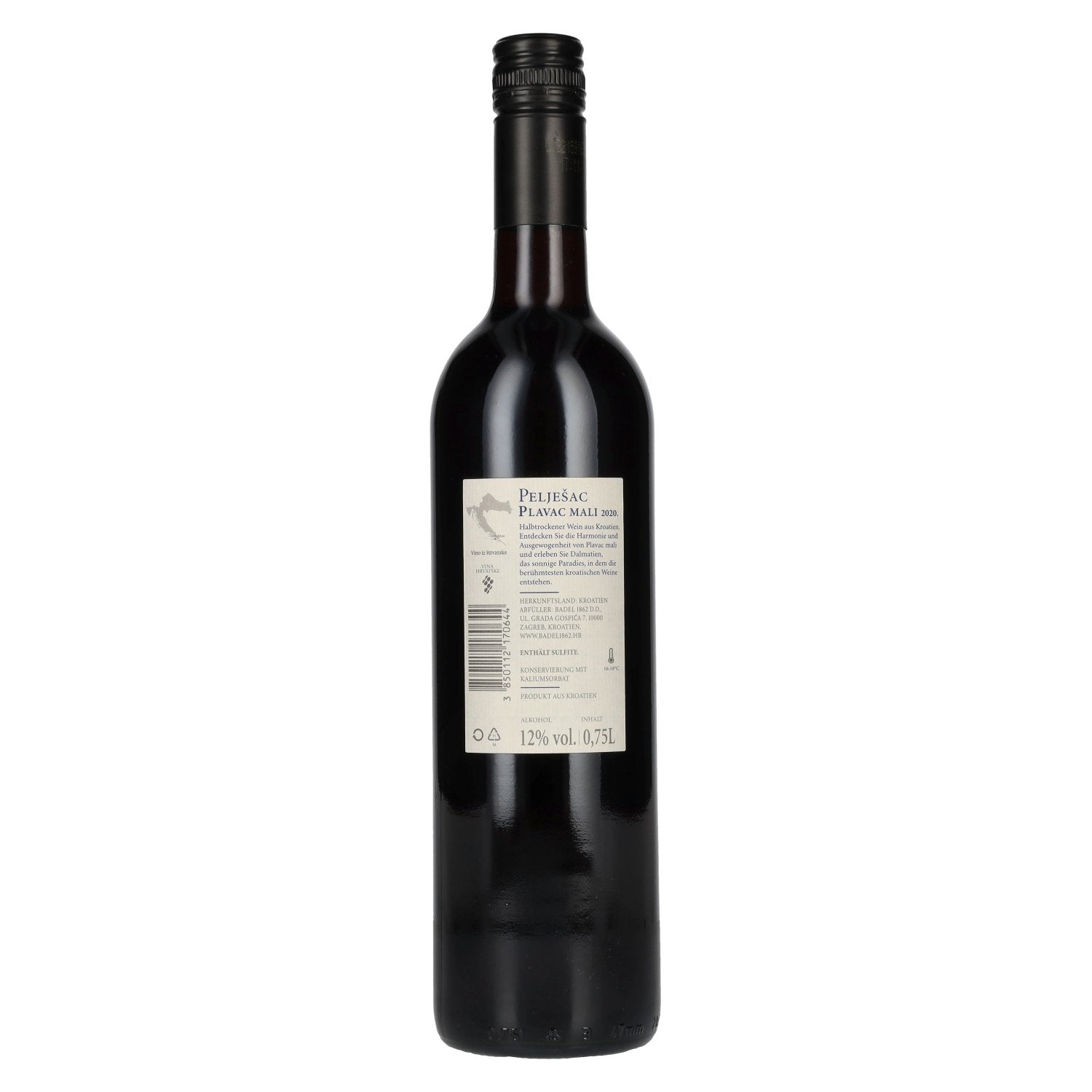 Badel Plavac mali Pelješac 2020 12% Vol. 0,75l