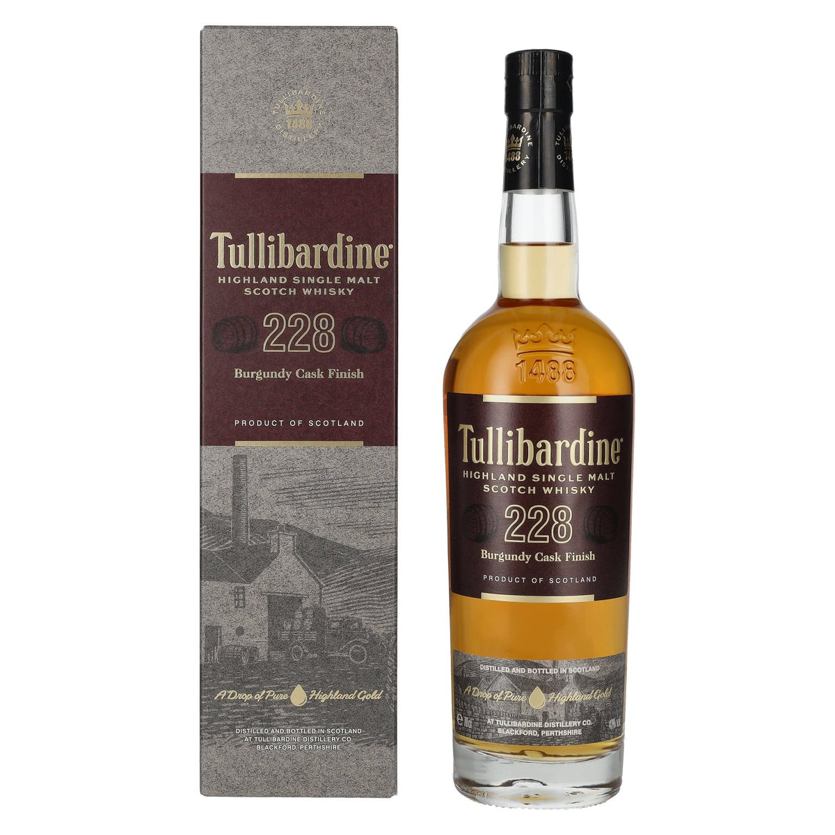 Tullibardine 228 Burgundy Finish Highland Single Malt Scotch Whisky 43% Vol. 0.7L in Gift Box